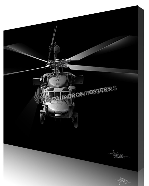 H-60 Jet Black Lithograph art canvas wrap print