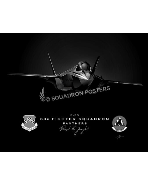 Luke AFB 63d FS F-35 Jet Black Lithograph - Squadron Posters