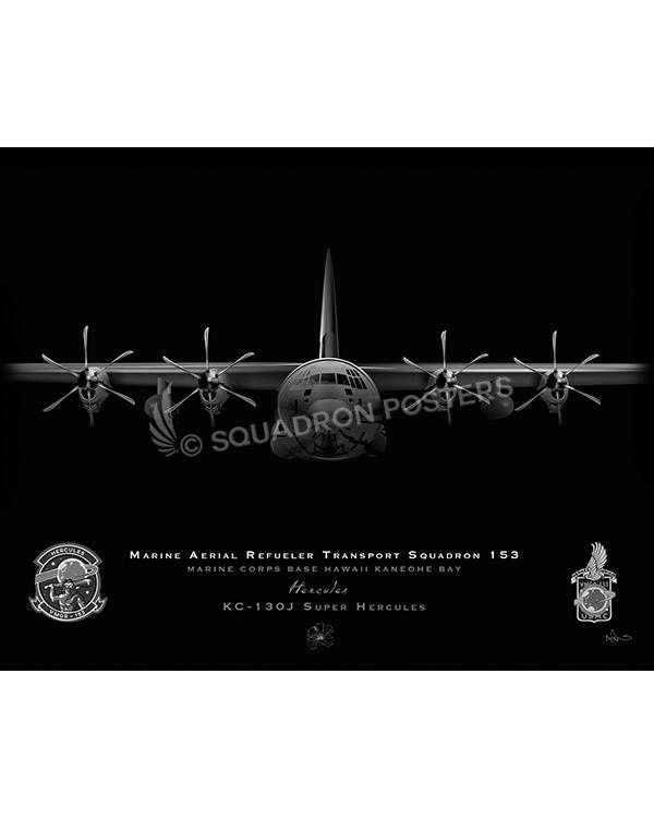 Jet Black MCB Kaneohe Bay KC-130J VMGR-153 Lithograph Art by Squadron Posters!