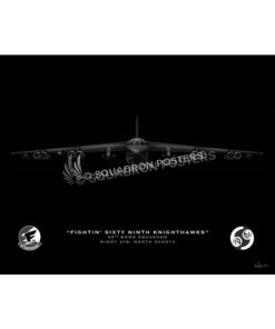 69th Bomb Squadron B-52 Jet Black Lithograph