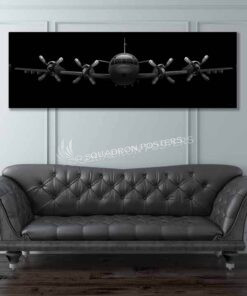 P-3 Orion Jet Black Super Wide Canvas Print. Vintage style military aviation art by - Squadron Posters!