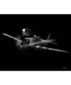 P-51 Mustang (Angled) Jet Black Lithograph