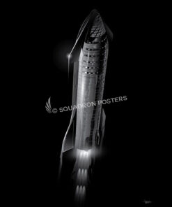 SN-10 Starship “Verticle Angle” Jet Black Lithograph