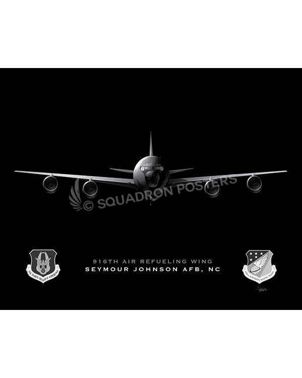 Jet Black Seymour Johnson AFB KC-135 916 ARW 20x16 FINAL ModifySW SP01652MFEAT-jet-black-aircraft-lithograph-art