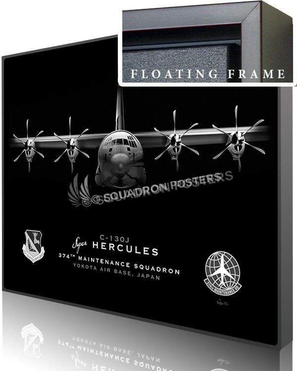 Jet Black Yokota AB C-130J 374th AMXS SP01525-featured-canvas-framed-aircraft-lithograph