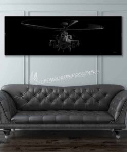 AH-64 Apache Jet Black Super Wide Canvas Print