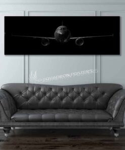 A320 commercial passenger Jet Black Super Wide Canvas Print