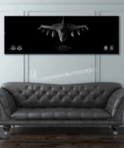F-16 77 FS Jet Black Super Wide Canvas Print Jet_Black_F-16_77th_FS_60x20_SP01332-military-air-force-aviation-artwork-poster-jet-black-litho