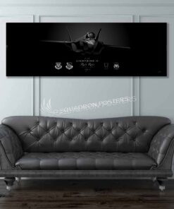 F-35 34th FS Jet Black Super Wide Canvas Print