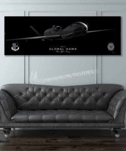 RQ-4 12th RS Jet Black Super Wide Canvas Print
