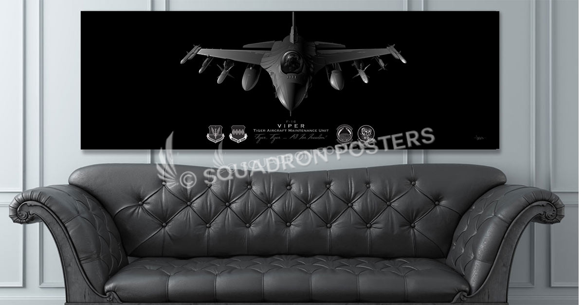 F-16 Tiger AMU Jet Black Super Wide Canvas Print