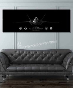 F-22, 95th FS Jet Black Super Wide Canvas Print