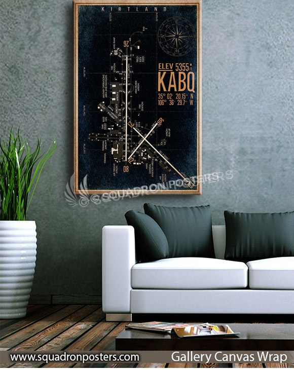 KABQ_Kirtland_AFB_airfield_map_poster_SP00889_squadron-posters-vintage-canvas-wrap-aviation-prints