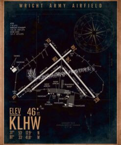 Wright Army Airfield KLHW Map Art