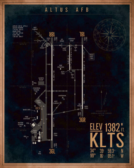 Altus AFB KLTS Airfield Map Art
