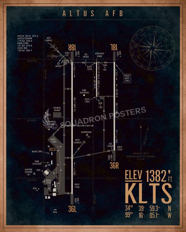 Altus AFB KLTS Airfield Map Art