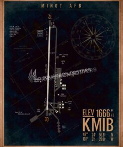 Minot AFB KMIB Airfield Map Art KMIB_Minot_AFB_Airfield_Art_SP01448-featured-aircraft-lithograph-vintage-airplane-poster-art