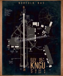 NAS Norfolk KNGU Airfield Map Art