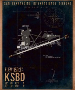 San Bernardino International Airport KSBD Airfield Map Art