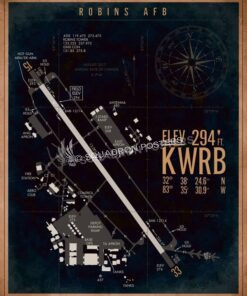 Robins AFB KWRB Airfield Map Art