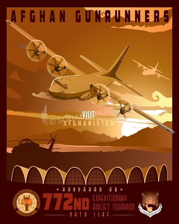 Kandahar Airfield 772 EAS Kandahar_C-130J_772d_AEW_SP01473-featured-aircraft-lithograph-vintage-airplane-poster-art