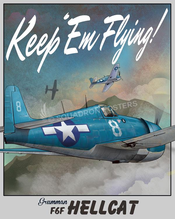 Keep Em Flying Grunman F6F Hellcat Art