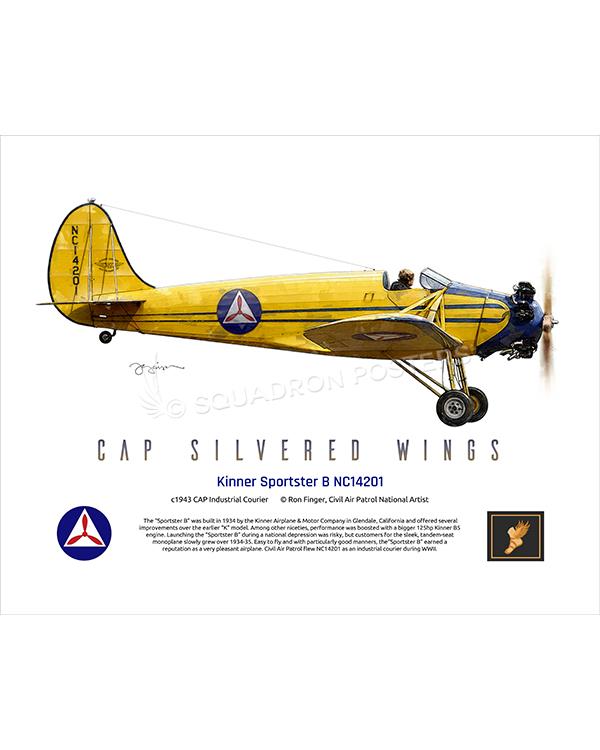 Kinner Sportster B NC14201 16x20 FINAL Ron Finger SPN02298MFEAT-jet-black-aircraft-lithograph