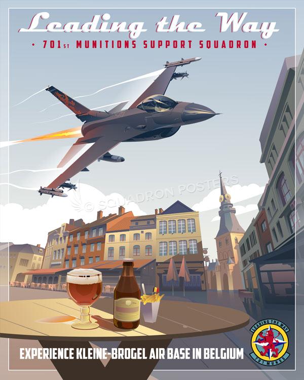 Kleine-Brogel-AB-F-16-701st-MUNS-featured-aircraft-lithograph-vintage-airplane-poster