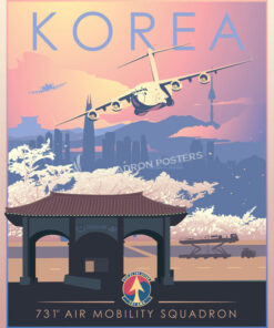Korea-C-17-731st-AMS-featured-aircraft-lithograph-vintage-airplane-poster-art