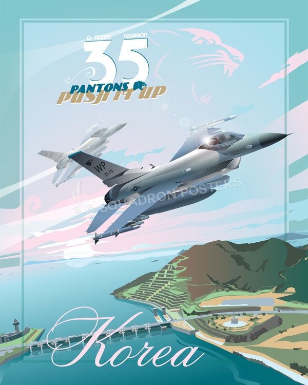 Kunsan AB Korea 35th Fighter Squadron F-16 Version 2 art by - Squadron Posters!