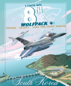 Kunsan AFB F-16 8th FW Wolfpack aircraft vintage style poster art by Squadron Posters!