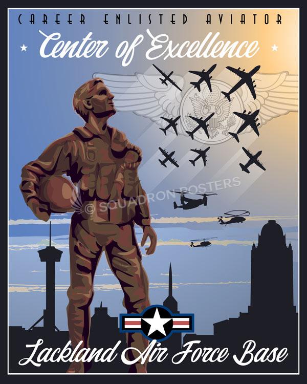 Lackland-AFB-Career-Enlisted-Aviator-Center-of-Excellence-featured-aircraft-lithograph-vintage-airplane-poster.jpg
