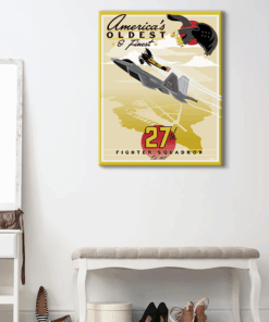 Langley AFB 27th FS heritage art featuring an F-22 and a SPAD SP01704