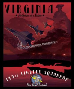 lJoint Base Langley–Eustis 149th Fighter Squadron angley_afb_f-22_149th_fs_sp01173-featured-aircraft-lithograph-vintage-airplane-poster-art