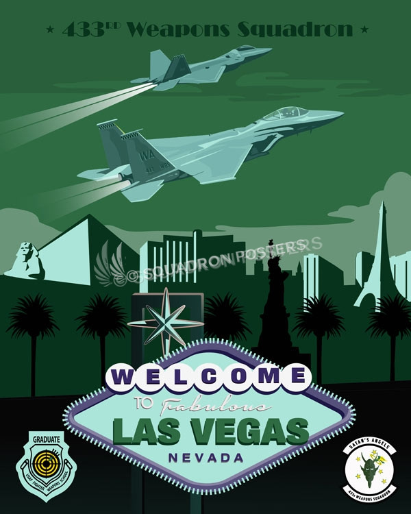 Nellis AFB 433d Weapons Squadron Las_Vegas_F-15_F-22-433d_Weapons_Sq_SP01329-featured-aircraft-lithograph-vintage-airplane-poster-art