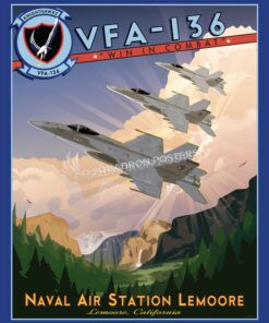 NAS Lemoore VFA-136 - F-18 Lemoore_CA_VFA136_FA18_Knighthawks_R1_SP01312-featured-aircraft-lithograph-vintage-airplane-poster-art