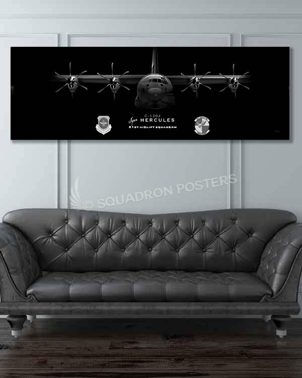 Little Rock AFB 61st AS Jet Black Super Wide Canvas Print