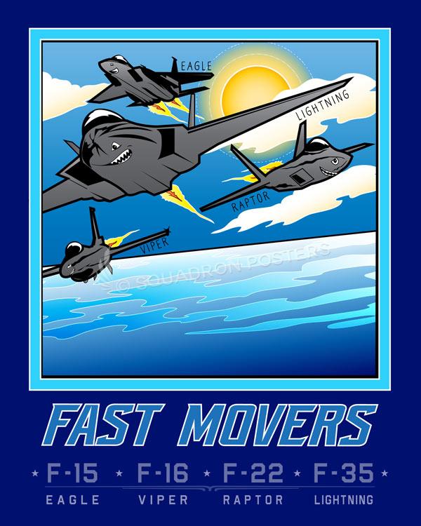 MCAFGTS-FAST-MOVERS-Book-Art-featured-aircraft-lithograph-vintage-airplane-poster