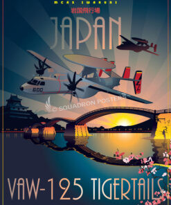 MCAS-Iwakuni-Japan-E-2-VAW-125-featured-aircraft-lithograph-vintage-airplane-poster-art