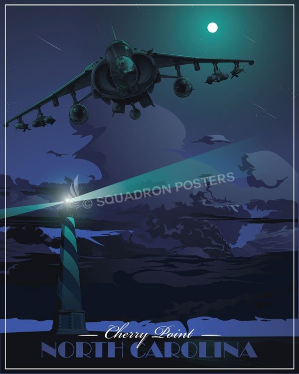 MCAS Cherry Point AV-8B MCAS_Cherry_Point_AV-8B_GENERIC_SP01477-featured-aircraft-lithograph-vintage-airplane-poster-art