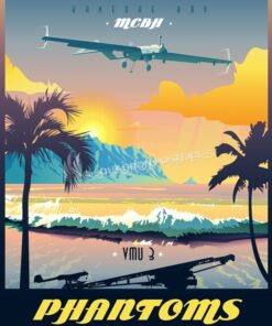Marine Corps Base Hawaii VMU-3 MCB_Hawaii_K-Bay_RQ-7B_VMU-3_v2_SP01409-featured-aircraft-lithograph-vintage-airplane-poster-art