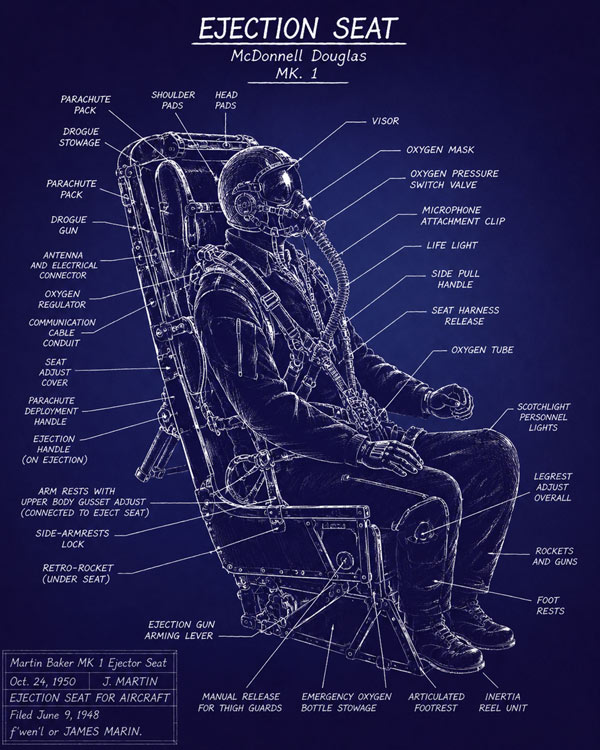 MK 1 Ejection Seat Blueprint Art by Squadron Posters!