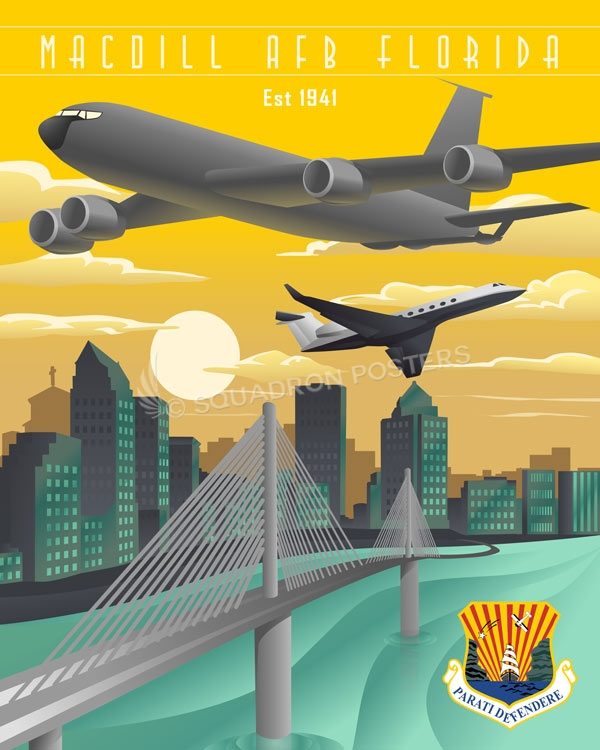MacDill AFB 6th AMW KC-135 MacDill_KC-135_C-37_6_AMW_SP01451-featured-aircraft-lithograph-vintage-airplane-poster-art