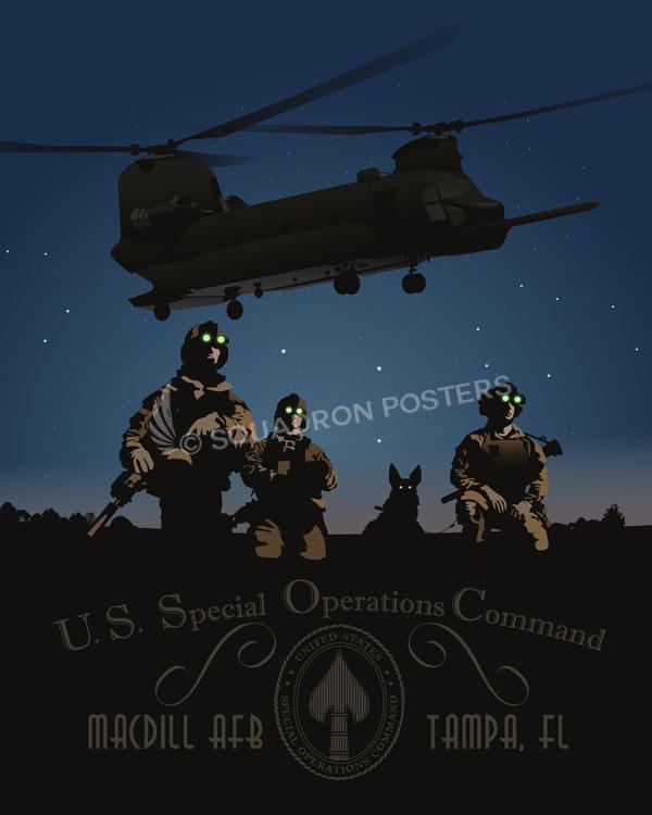 Macdill AFB Tampa Florida USSOCOM Art by Squadron Posters!
