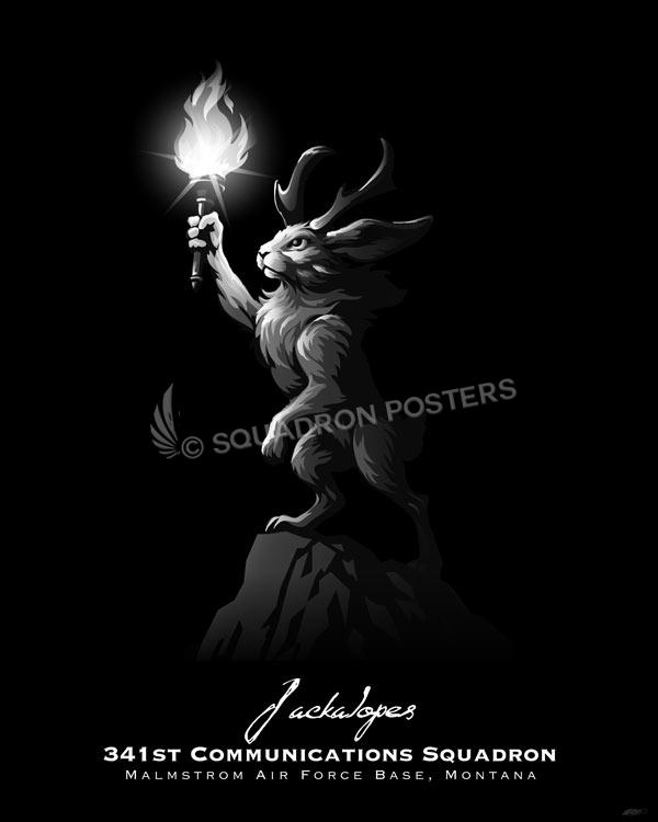 Malmstrom AFB 341st CS Jackalopes Jet Black Art - Portrait