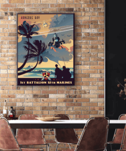 Marine Corps Base Hawaii, 1st Battalion 12th Marines vintage style canvas poster art by - Squadron Posters SP01069
