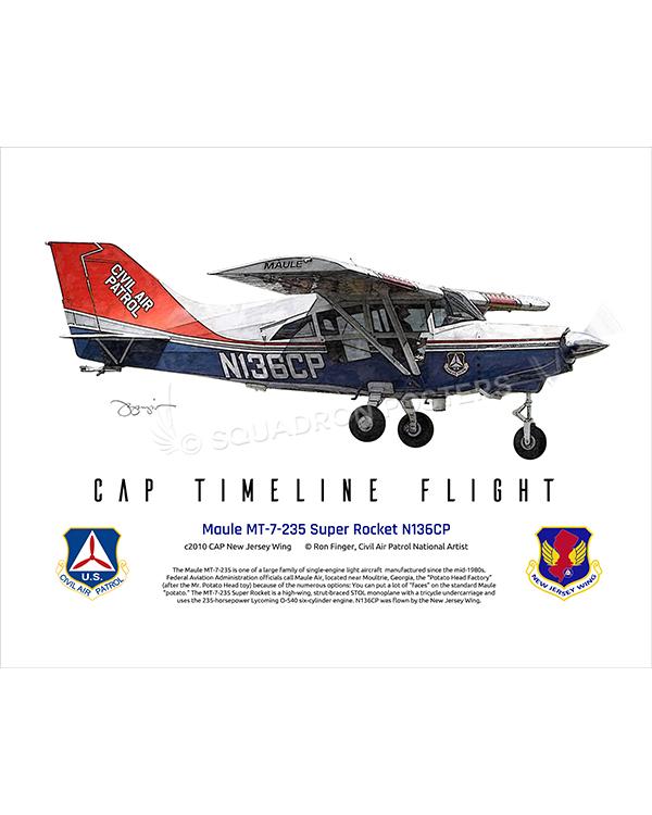 Maule MT-7-235 Super Rocket N136CP 16x20 FINAL Ron Finger SPN02321MFEAT-jet-black-aircraft-lithograph