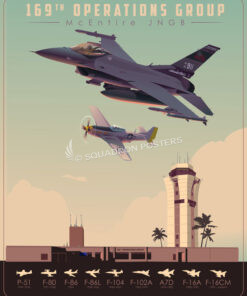McEntire-JNGB-F-16-169th-OG-featured-aircraft-lithograph-vintage-airplane-poster-art