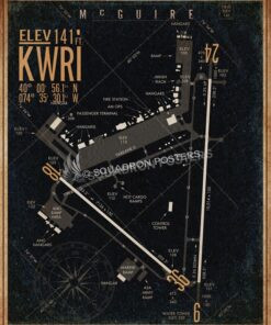 McGuire AFB KWRI Airfield Map Art McGuire_Field_KWRI_airfield_map-SP00898-featured-aircraft-lithograph-vintage-airplane-poster-art