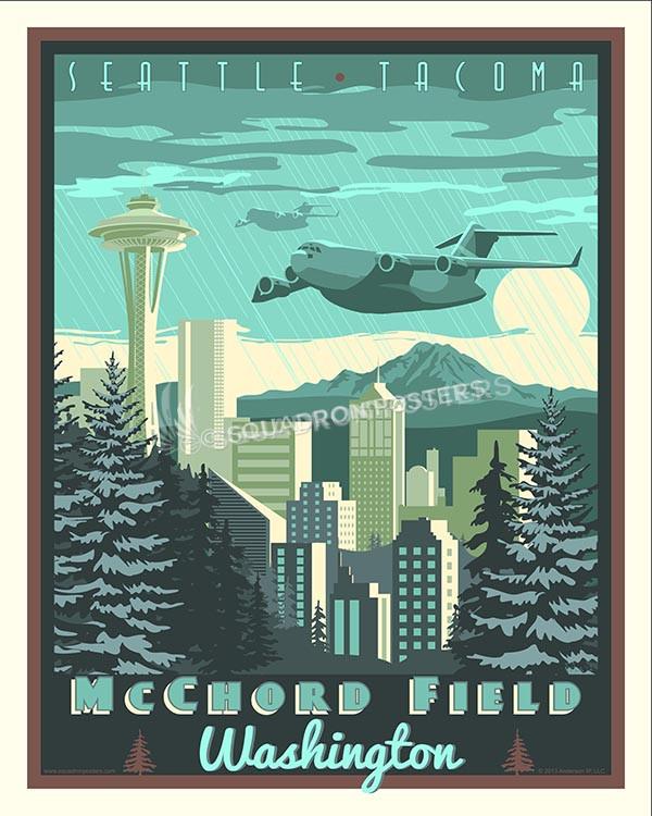 McChord Field Washington C-17 Art by - Squadron Posters!